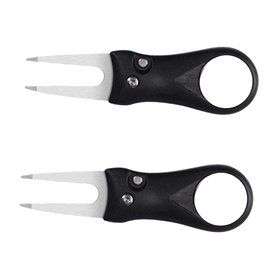 VICASKY 2 Pièces Fourchette à Billes en Acier Inoxydable Outil De Réparation pour Golfeur Marqueur Fixateur De Divot Fourche Div