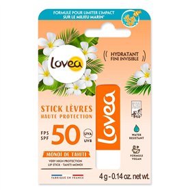LOVEA - Stick Lèvres Solaire FPS 50 - Haute Protection UVA/UVB - Hydratant - Fini Invisible - Monoï De Tahiti - Protection Imméd