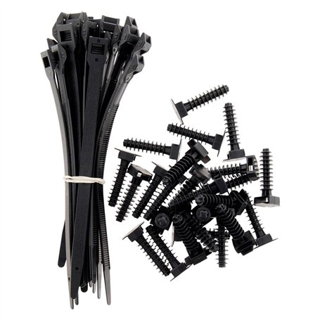 Lot de 25 colliers Noir 9x 180mm + 25 embases - Zenitech