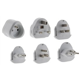 Zenitech - Lot de 6 adaptateurs de Voyage 5 Prises mâles + 100 Pays - Pochette Offerte - Blanc