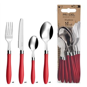 PRADEL ESSENTIEL - Ménagère 16 couverts de table pour 4 personnes - Réglisse - Acier inoxydable 18/0