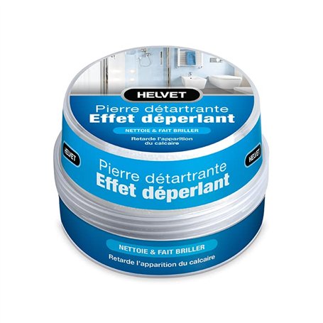 HELVET Pierre Blanche de Nettoyage – Spécial Salle de Bain – Détartre facilement la Douche et offre un effet Déperlant