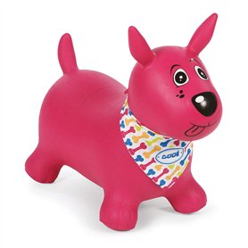 LUDI - Chien sauteur rose - Jouet sauteur gonflable - Développe la motricité. Plastique PVC épais et résistant - Intérieur et Ex