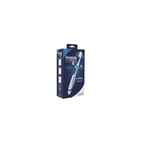 INAVA Brosse à dents électrique hybride - Blanc - Vibrante - Manche en silicone - Poils souples - Durable - Automatique - Avec f