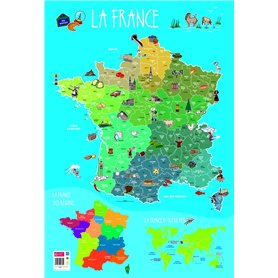 Bouchut Grandremy Salle de classe Poster pedagogique en PVC - 76x52 cm - La France