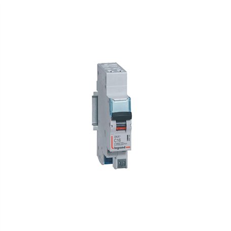 406783 Disjoncteur phase neutre 1P+N 16A Courbe C - 4.5/6kA - Bornes AUTO - 1 module - Legrand DNX3