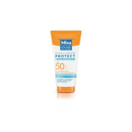 Mixa Solaire Peau Sensible - Crème Solaire Invisible à l'Acide Hyaluronique - Haute Protection SFP50 UVA