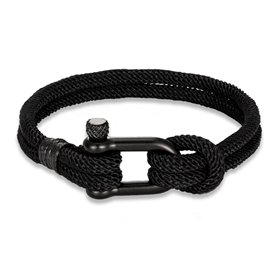 ZENSE - Bracelet manille nautique noir pour homme en corde tressé ZB0370
