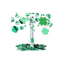 LP Divertissements Lot de 12 - Canon à confettis Papier métallisé Trefle Vert 40cm