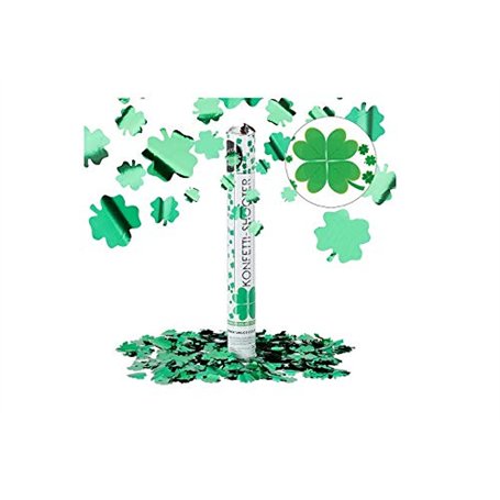 LP Divertissements Lot de 12 - Canon à confettis Papier métallisé Trefle Vert 40cm