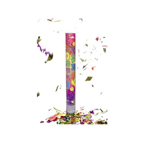 Lot de 6 - Canon à confettis papier métallisé multicolore éco 80cm