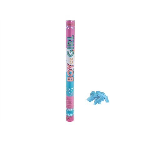 Lot de 6 - Canon à confettis papier baby shower bleu 60cm