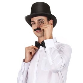 DEGUISE TOI - Chapeau Haut de Forme Noir rétro Adulte - Chapeau - Taille Unique - Noir - Accessoires pour déguisement - Polyeste