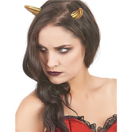 DEGUISE TOI - Paire de Cornes de Diable en Latex Adulte Luxe - 2 Cornes - Taille Unique - Jaune - Accessoires pour déguisement -