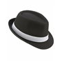 DEGUISE TOI - Chapeau Borsalino Noir luxebande Blanche Adulte - Chapeau - Taille Unique - Noir - Accessoires pour déguisement - 