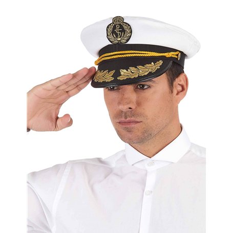 DEGUISE TOI - Casquette Capitaine Marin Adulte - Casquette - Taille Unique - Blanc - Accessoires pour déguisement - Polyester et