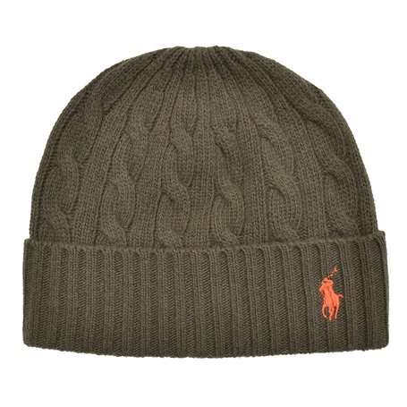 Ralph Lauren Bonnet tricoté - Motif torsadé - Vert - Taille unique