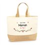 Sac Maman au top | Cabas de Plage Courses Coton et Toile de Jute Idée Cadeau Femme
