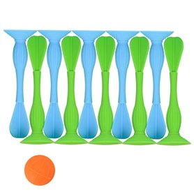 Wonsunte Lot de 11 Fléchettes Polyvalentes en Silicone avec Ventouse Cible Jeu De Fléchettes Souple Bleu Et Vert Jeu De Lancer C
