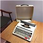 ZXNQ Métal Machine À Écrire Vintage, Mécanique Outil d'écriture - avec Housse de Valise et Ruban Rouge Noir 30 * 30 * 10CM