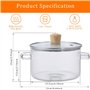 Foppla Faitout en verre avec couvercle 1,6 l - Résistant à la chaleur - Avec double poignée - Antiadhésif - En verre borosilicat