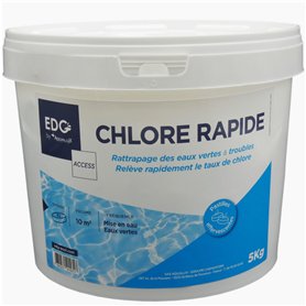 EDG - Chlore Choc Piscine - Action Rapide - Pastilles Spécial Eau Verte - Seau 5kg - Gamme Traitement Et Accessoires Piscine EDG