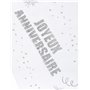 Chemin de table organza Joyeux Anniversaire argent 29 cm x 5 m