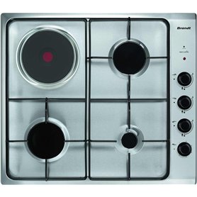 Brandt - BPE6411XM - Plaque Gaz - Table de Cuisson Encastrable - Blanc - 4 Foyers - 6300W - Dimensions Encastrement : 56x49cm -