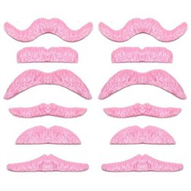 rose duveteux auto-adhésif assortis déguisementlacet Halloween Moustache - Pack de 12