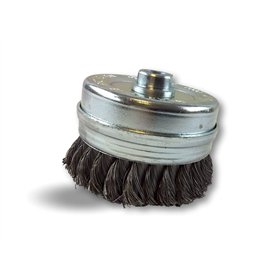 Brosse coupe rotative boisseau fil métallique pour meuleuse d'angle | Ø extérieur 90 mm | Mèches torsadées fil acier 0.40 mm | A