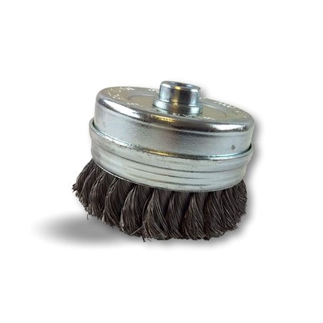 Brosse coupe rotative boisseau fil métallique pour meuleuse d'angle | Ø extérieur 90 mm | Mèches torsadées fil acier 0.40 mm | A