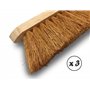 Balayette brosse en fibres de coco naturel | Lot de 3 | Manche long en bois | Longueur 45 cm | Produit écologique | Poussière sa