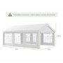 Outsunny Chapiteau Barnum Tente Barnum tonnelle de réception chapiteau de Jardin 6 x 4 x 2,8 m polyéthylène 8 fenêtres et Acier 