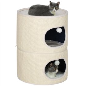 Pawhut Tour pour Chat Modulable - Tonneau Griffoir 3 Niveaux avec Fermeture Éclair Séparable