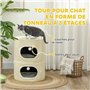 Pawhut Tour pour Chat Modulable - Tonneau Griffoir 3 Niveaux avec Fermeture Éclair Séparable, Tapis de Grattage en Sisal, Deux B
