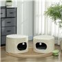 Pawhut Tour pour Chat Modulable - Tonneau Griffoir 3 Niveaux avec Fermeture Éclair Séparable, Tapis de Grattage en Sisal, Deux B