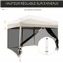 Outsunny Tonnelle Barnum Pliant Pop-up imperméabilisé Style Colonial 3L x 3l x 2,55H m 4 moustiquaires + Sac de Transport Beige 