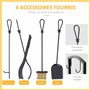 Outsunny Porte bûches - Range bûches Serviteur de cheminée - Multi Accessoires 2 étagères 40L x 30l x 75H cm métal Noir