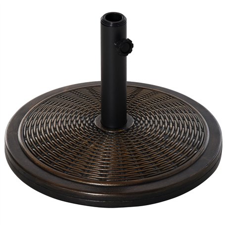 Outsunny Pied de Parasol Rond Base de lestage Ø 48 x 34 cm résine Imitation rotin Poids Net 14 Kg Noir Bronze