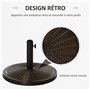 Outsunny Pied de Parasol Rond Base de lestage Ø 48 x 34 cm résine Imitation rotin Poids Net 14 Kg Noir Bronze