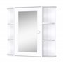 HOMCOM Armoire Murale avec Miroir Salle de Bain Meuble Miroir avec Rangement Toilettes 1 Porte + étagères latérales Blanc