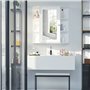 HOMCOM Armoire Murale avec Miroir Salle de Bain Meuble Miroir avec Rangement Toilettes 1 Porte + étagères latérales Blanc