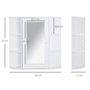 HOMCOM Armoire Murale avec Miroir Salle de Bain Meuble Miroir avec Rangement Toilettes 1 Porte + étagères latérales Blanc