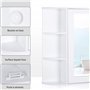 HOMCOM Armoire Murale avec Miroir Salle de Bain Meuble Miroir avec Rangement Toilettes 1 Porte + étagères latérales Blanc