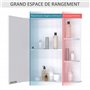 HOMCOM Armoire Murale avec Miroir Salle de Bain Meuble Miroir avec Rangement Toilettes 1 Porte + étagères latérales Blanc