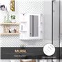HOMCOM Armoire Murale avec Miroir Salle de Bain Meuble Miroir avec Rangement Toilettes 1 Porte + étagères latérales Blanc
