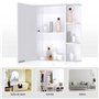 HOMCOM Armoire Murale avec Miroir Salle de Bain Meuble Miroir avec Rangement Toilettes 1 Porte + étagères latérales Blanc