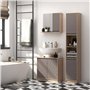 HOMCOM Miroir de Salle de Bain avec étagère et Placard - système Fixation intégré - Panneaux Particules chêne Clair Gris