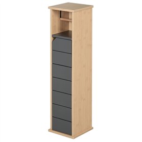 HOMCOM Support Papier Toilette - Porte-Papier Toilette - Armoire pour Papier Toilette - 2 Niveaux + Sortie Papier MDF Gris Bambo