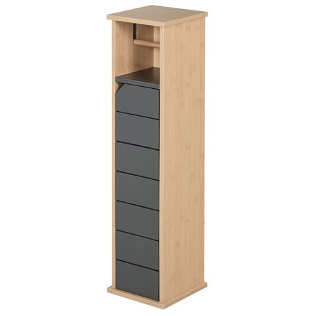 HOMCOM Support Papier Toilette - Porte-Papier Toilette - Armoire pour Papier Toilette - 2 Niveaux + Sortie Papier MDF Gris Bambo